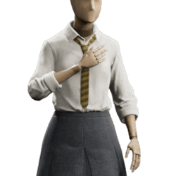 tattersall shirt and tie school uniform hufflepuff femalegear hogwarts legacy wiki guide 250px