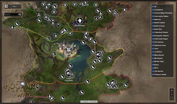 Hogwards Legacy Map Interactive Checklist 600